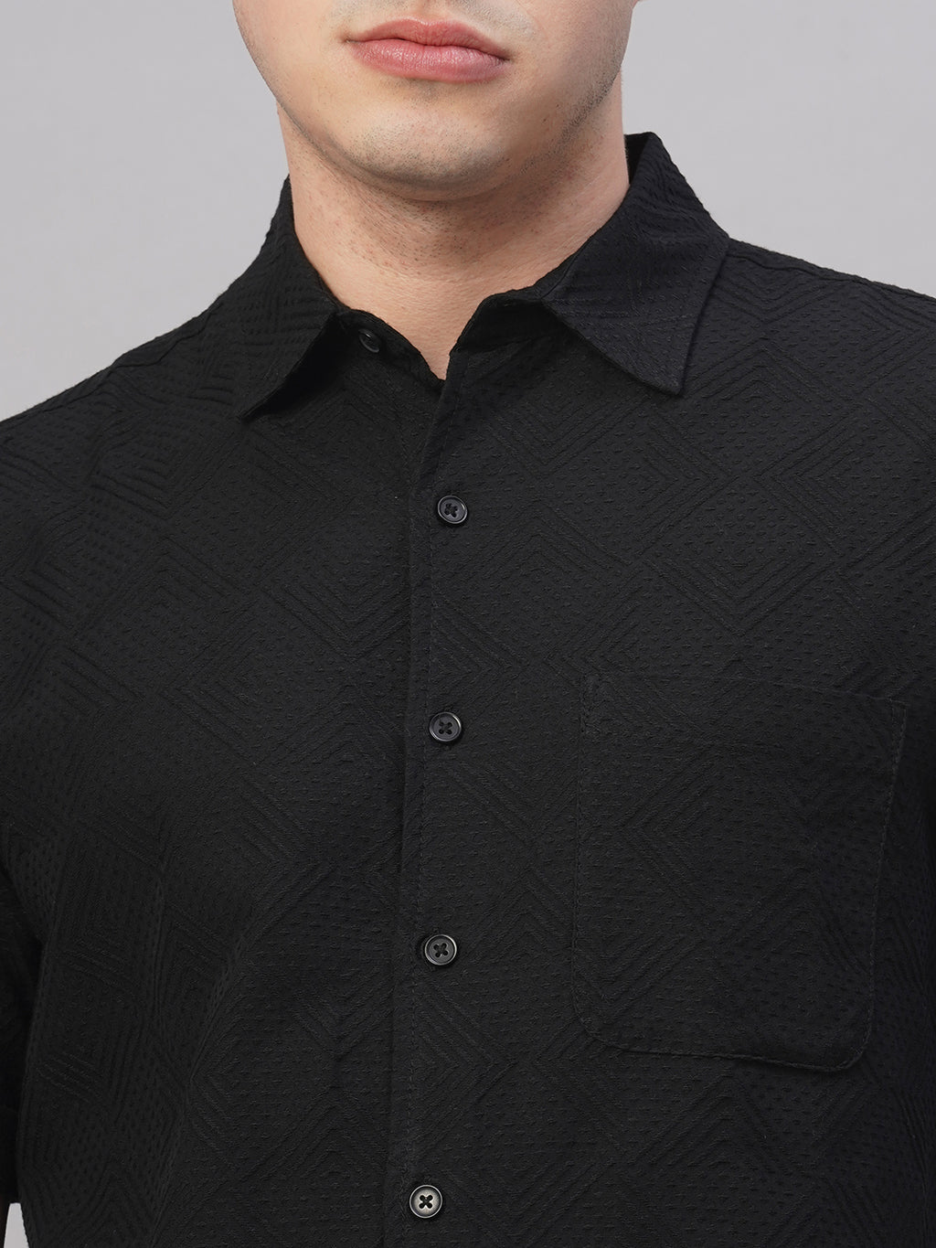 Men's Black 100% Cotton Regular Fit Shirt