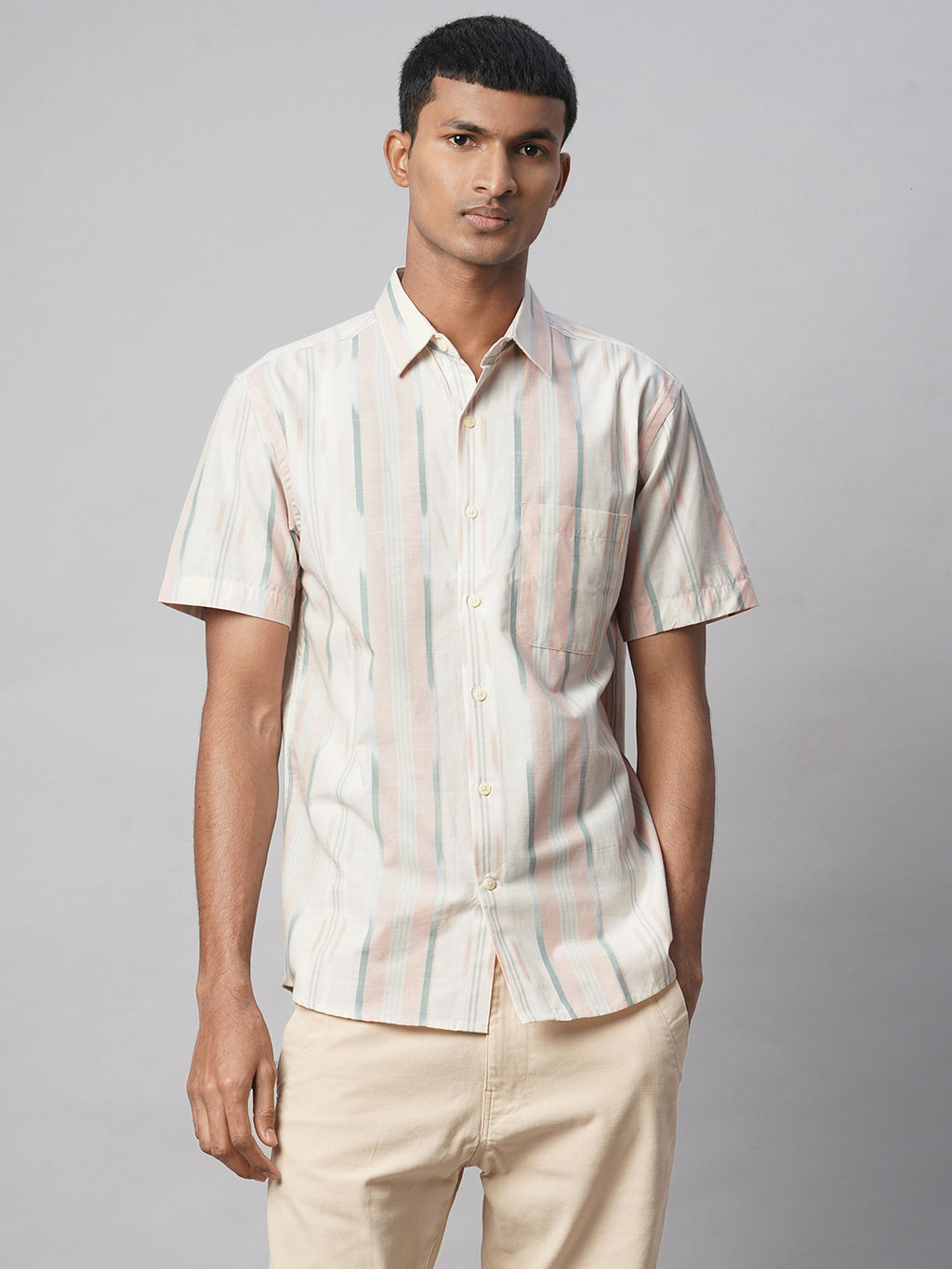 Men's Natural 100% Cotton Regular Fit Shirt