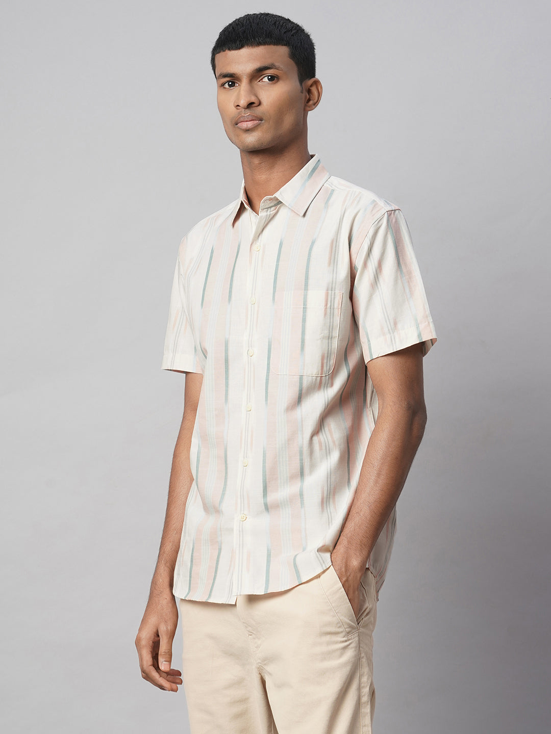 Men's Natural 100% Cotton Regular Fit Shirt