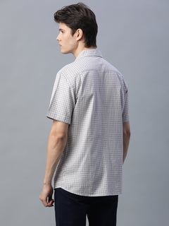 Men's 100% Cotton Micro Check Shirt Green