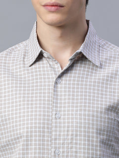 Men's 100% Cotton Micro Check Shirt Green