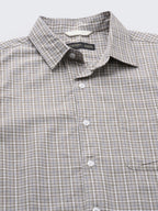 Men's 100% Cotton Micro Check Shirt Khaki