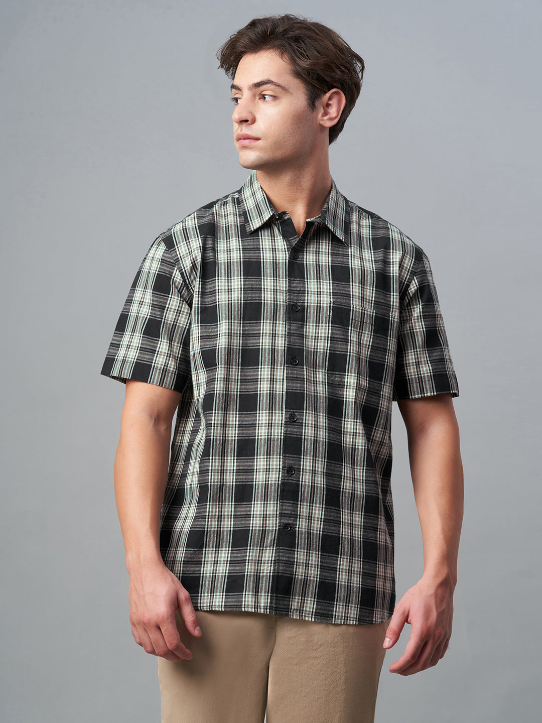 Men's Black 100% Cotton Regular Fit Shirt