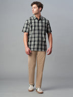 Men's Black 100% Cotton Regular Fit Shirt