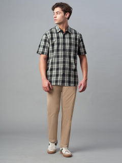 Men’s Cotton Regular Fit Short Sleeve Pocket Shirt Black