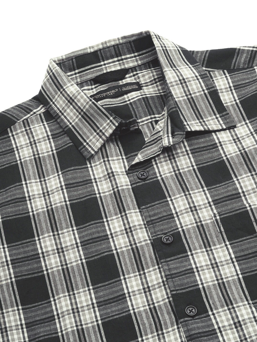 Men's Black 100% Cotton Regular Fit Shirt