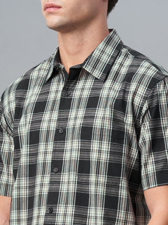 Men’s Cotton Regular Fit Short Sleeve Pocket Shirt Black