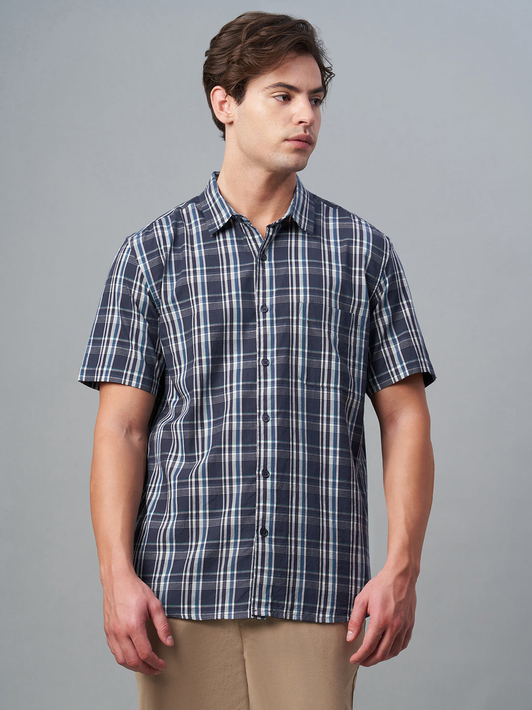 Men's Navy 100% Cotton Regular Fit Shirt