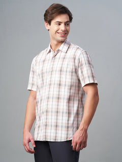 Men’s Cotton Regular Fit Shirt Brown White