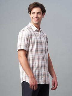 Men’s Cotton Regular Fit Shirt Brown White
