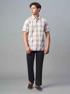 Men’s Cotton Regular Fit Shirt Brown White
