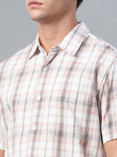 Men’s Cotton Regular Fit Shirt Brown White