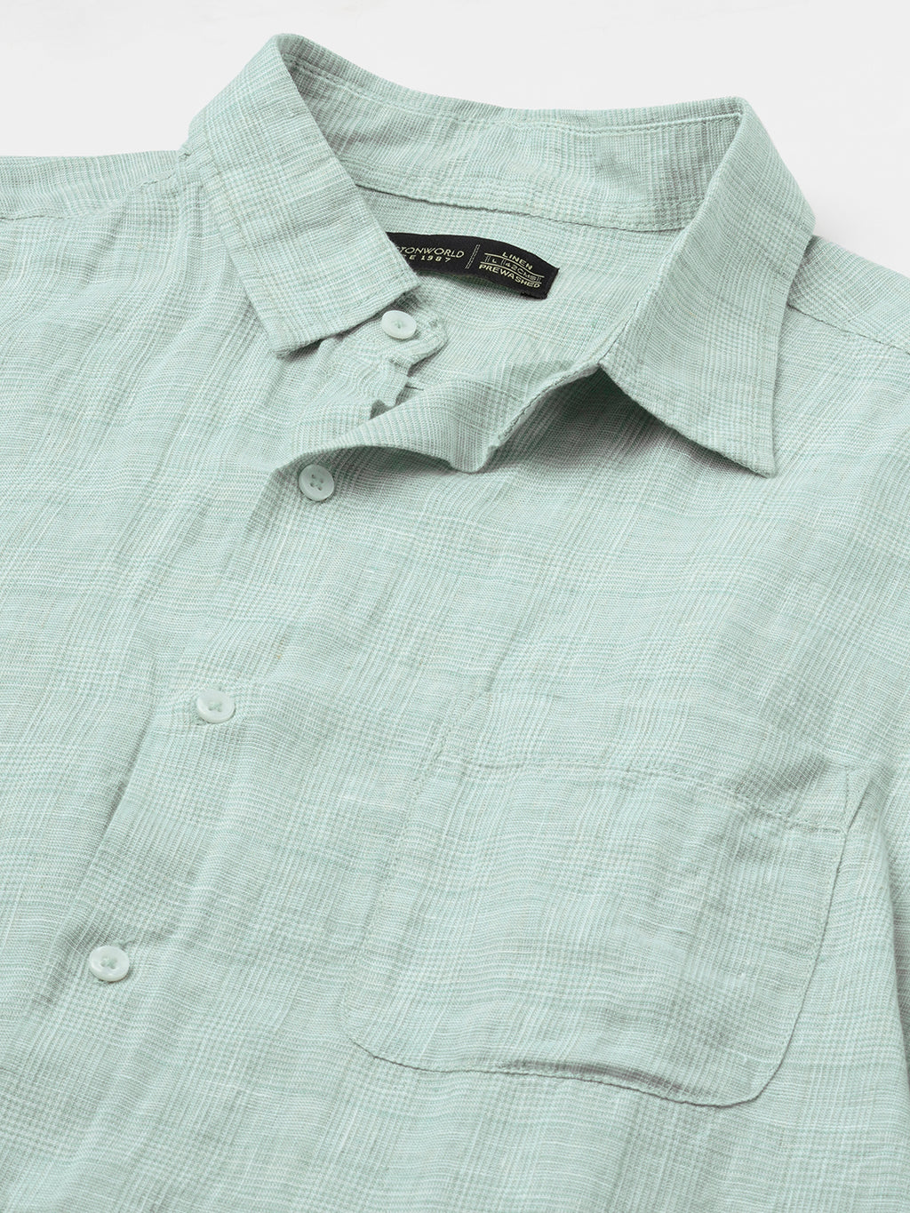 Men's Green 100% Linen Regular Fit Shirt