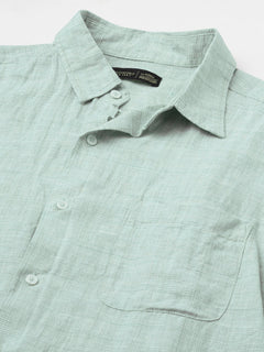 Men’s Linen Regular Fit Textured Shirt Green
