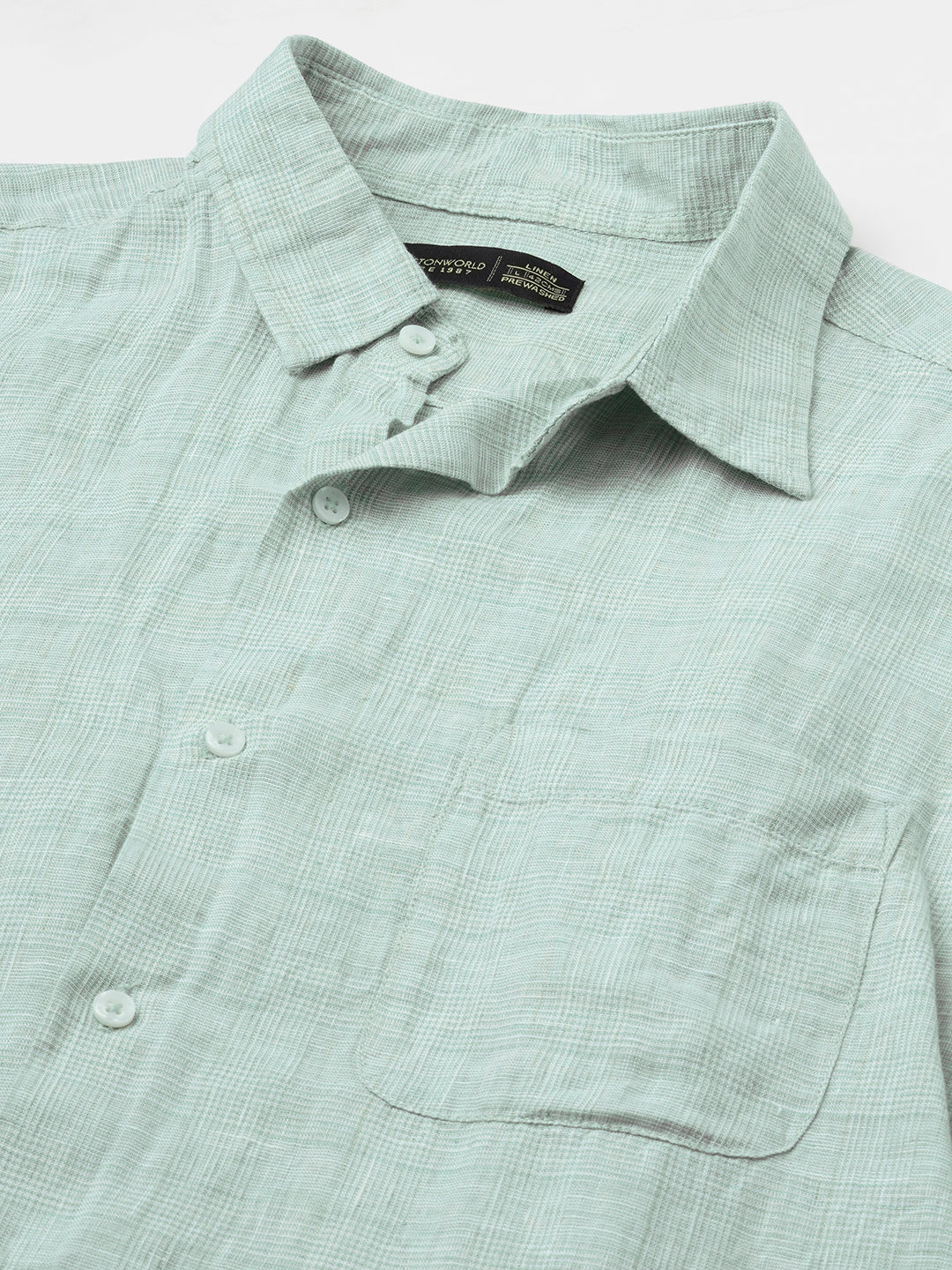 Men's Green 100% Linen Regular Fit Shirt