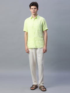 Men’s Linen Regular Fit Shirt Lime