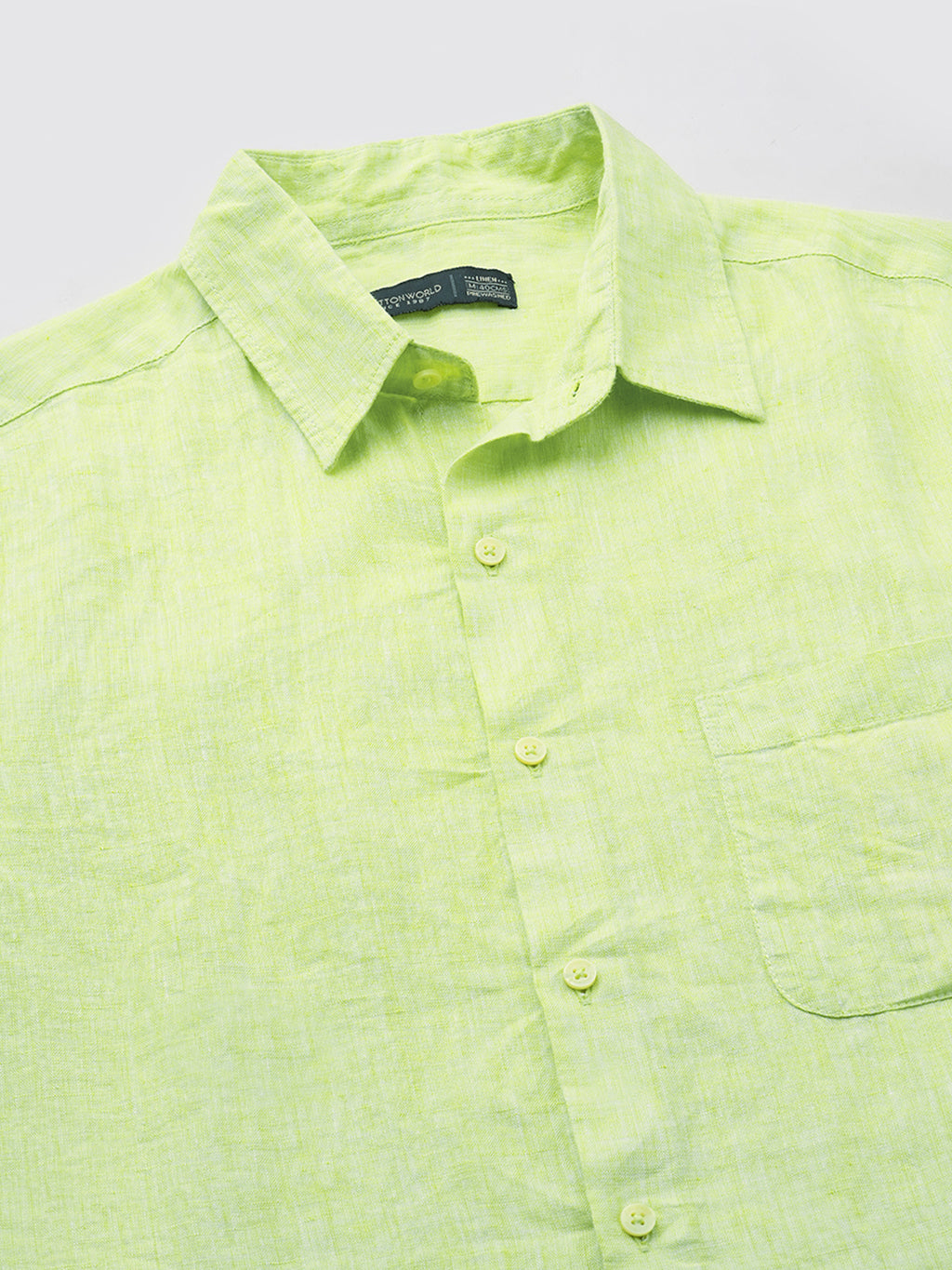 Men's 100% Linen Regular Fit Shirt Lime