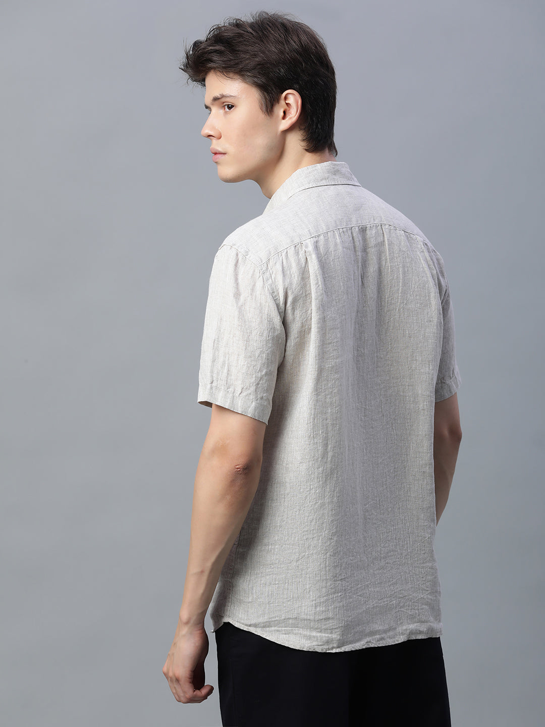 Men's Natural 100% Linen Regular Fit Shirt
