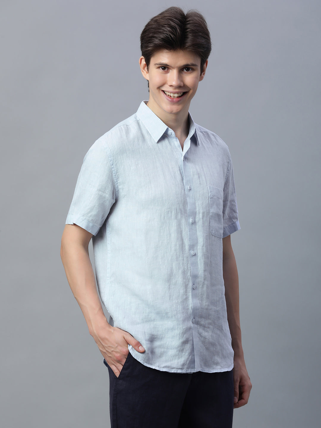 Men's Sky 100% Linen Regular Fit Shirt