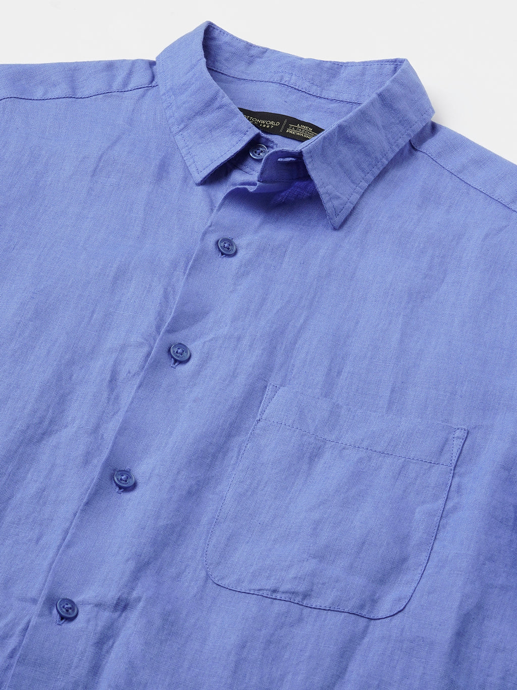 Men's Blue 100% Linen Regular Fit Shirt
