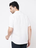Men's White 100% Linen Regular Fit Shirt