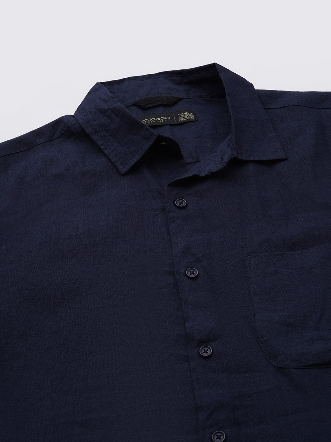 Men's Navy 100% Linen Regular Fit Shirt