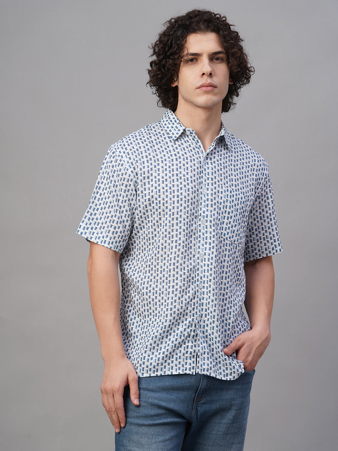 Men's Navy Lyocell Linen Regular Fit Shirt