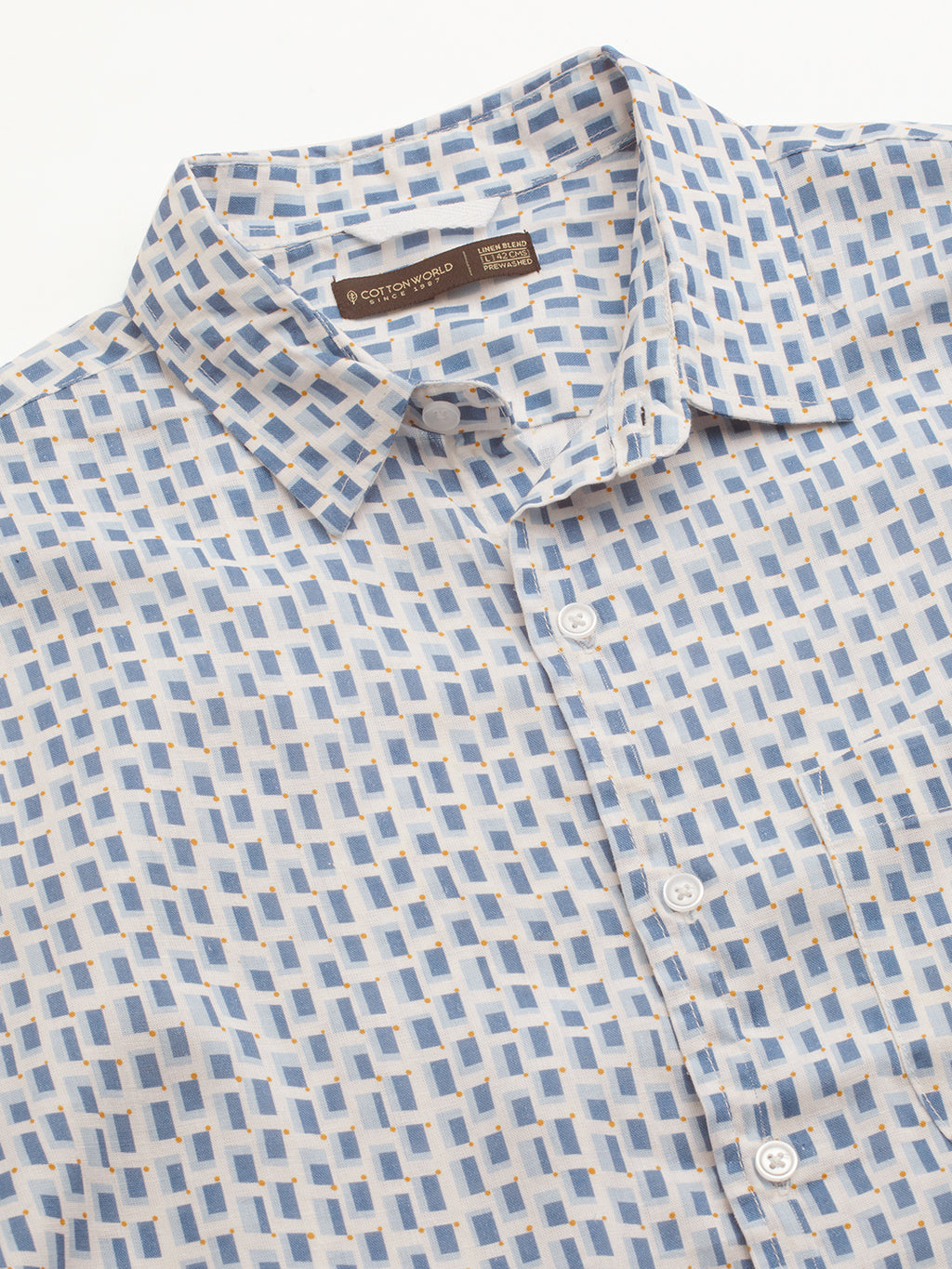 Men's Navy Lyocell Linen Regular Fit Shirt