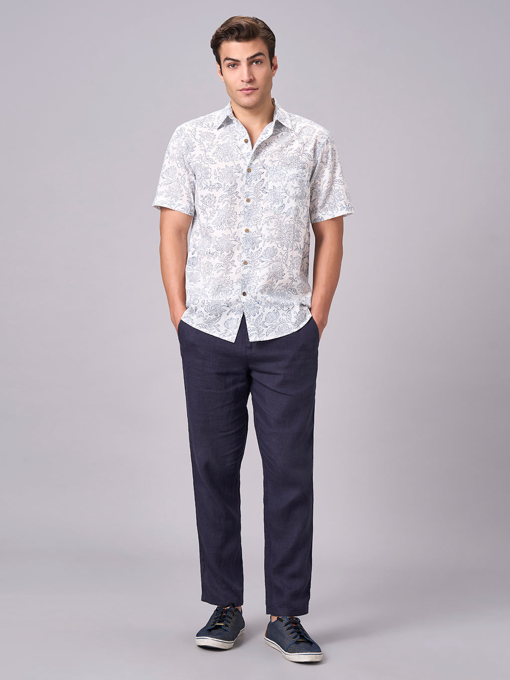 Men's Blue 100% Cotton Regular Fit Shirt