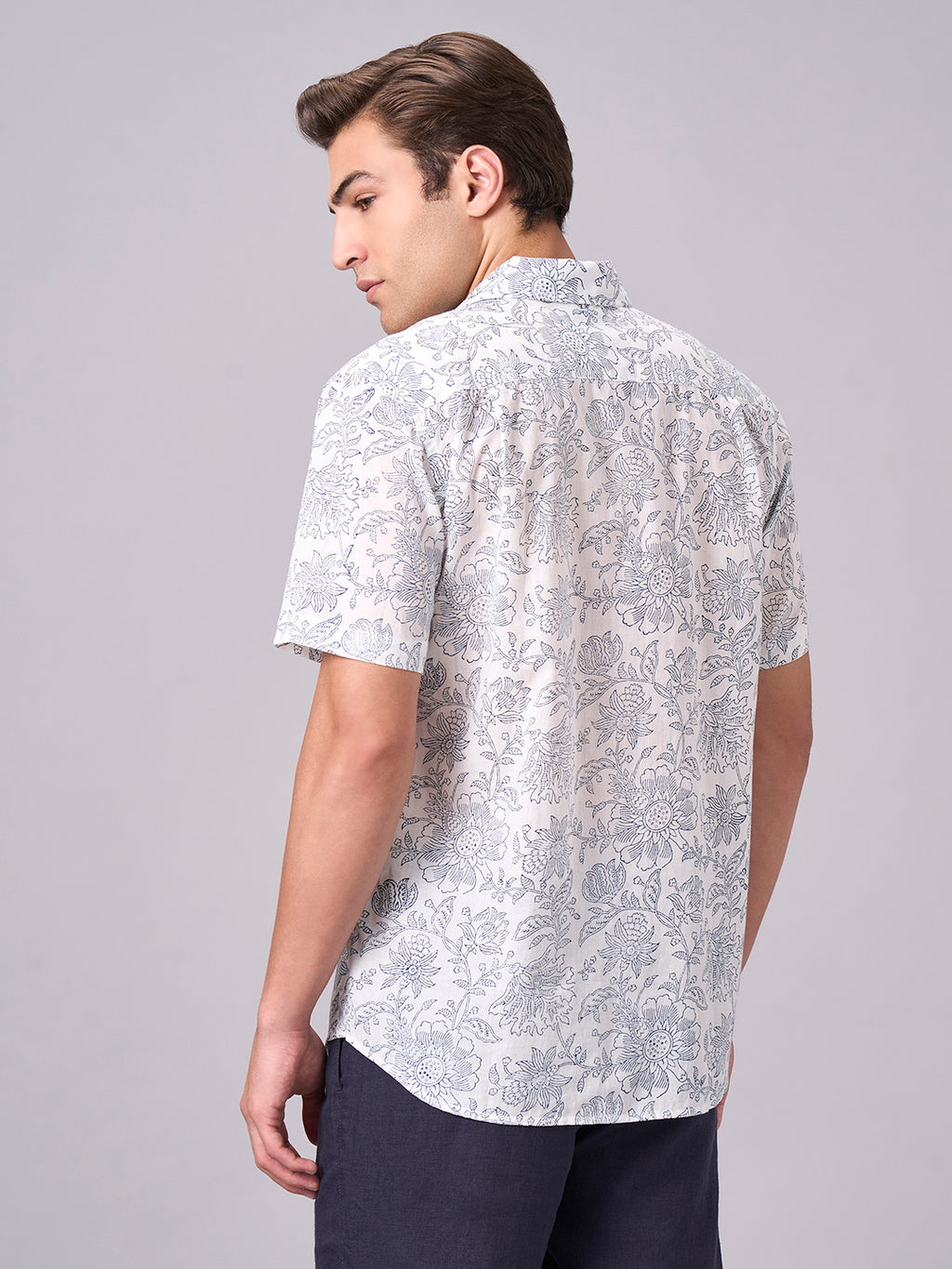 Men's Blue 100% Cotton Regular Fit Shirt