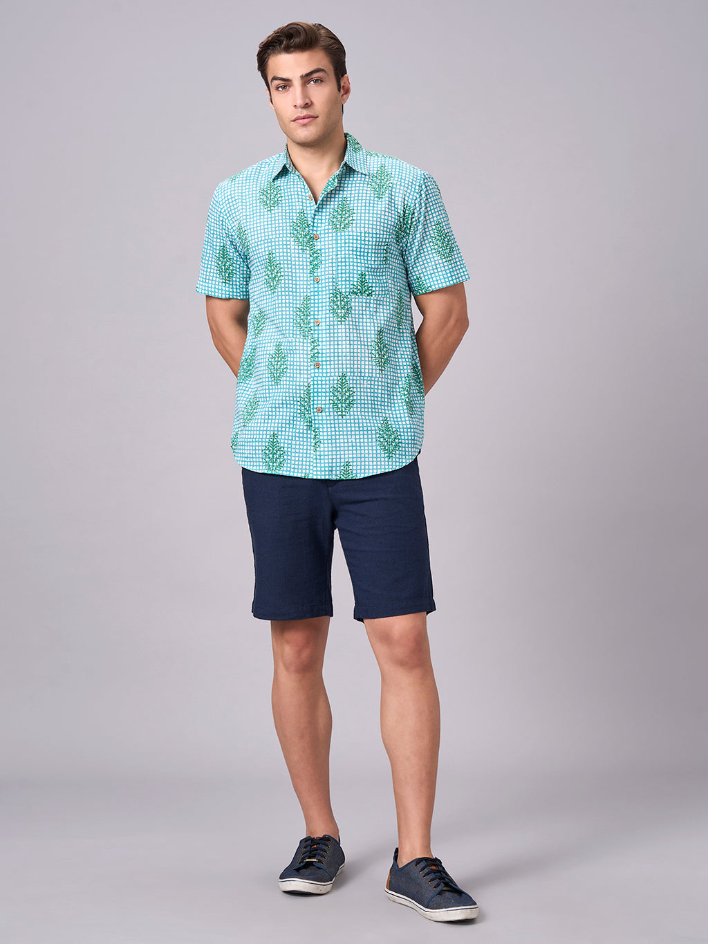 Men's Green 100% Cotton Regular Fit Shirt