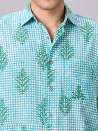 Men's Green 100% Cotton Regular Fit Shirt