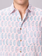 Men's Pink 100% Cotton Regular Fit Shirt