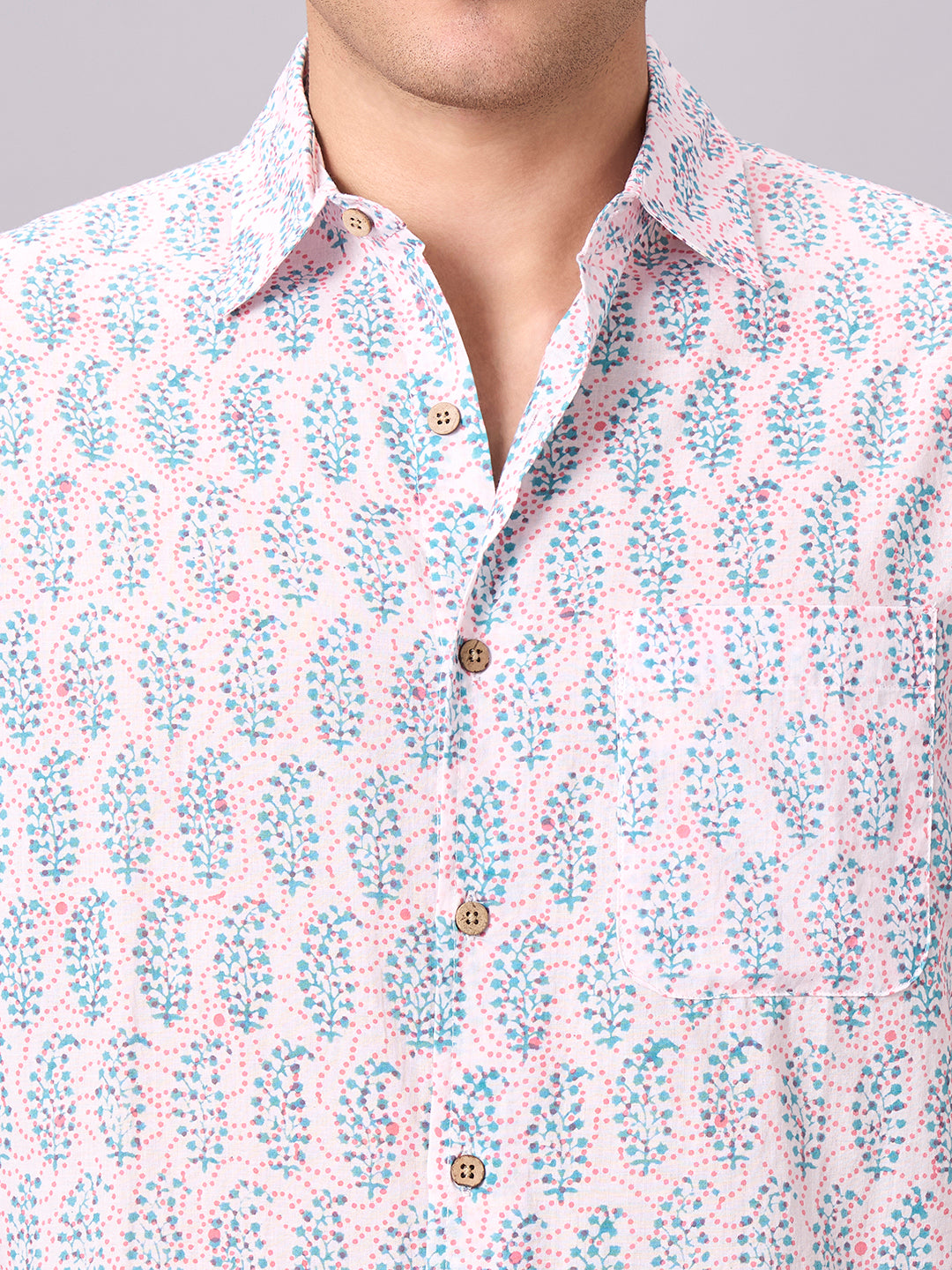 Men's Pink 100% Cotton Regular Fit Shirt