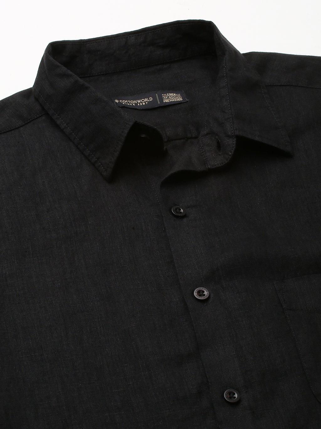 Men's Black 100% Linen Regular Fit Shirt