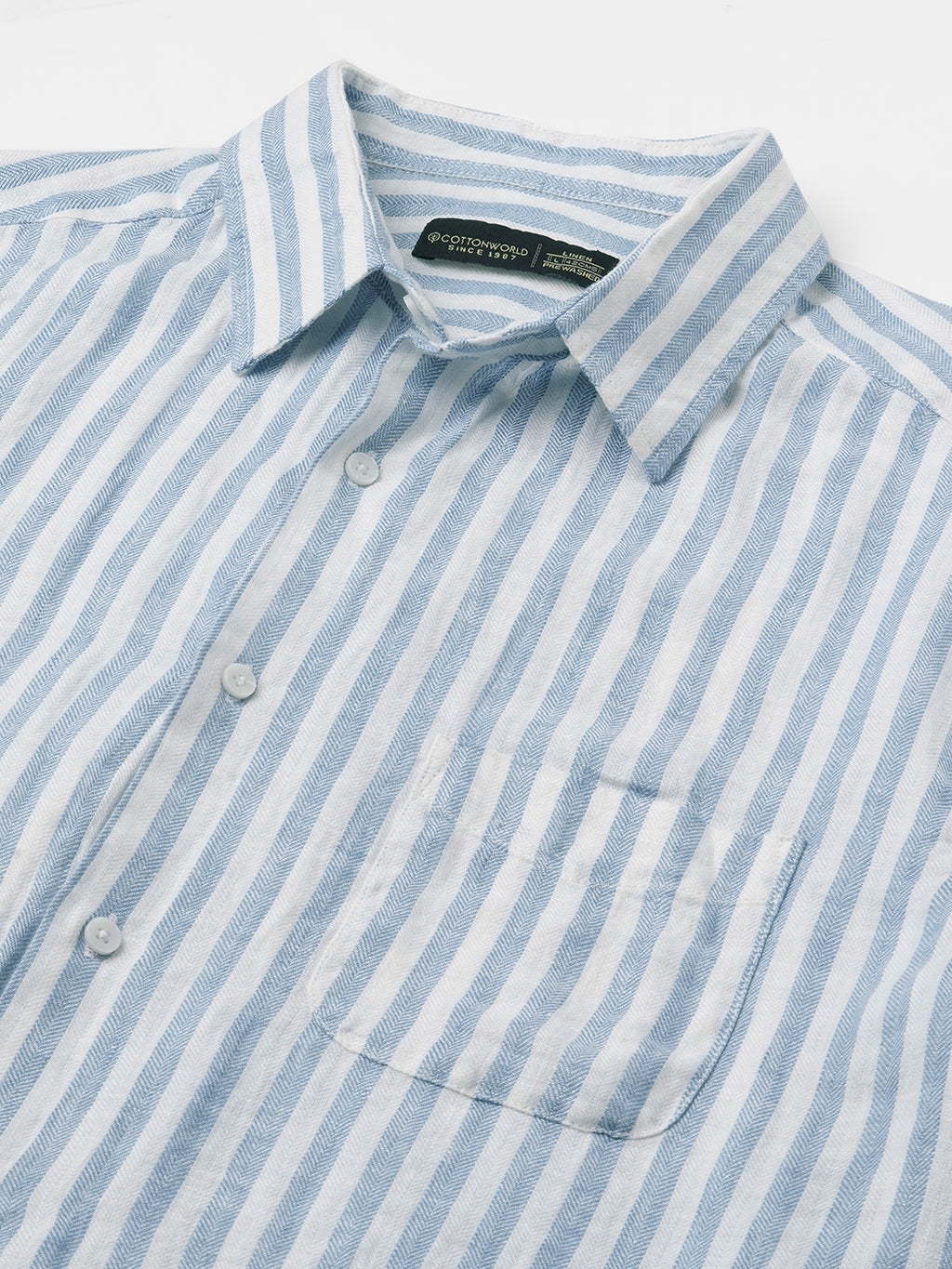 Men's Blue 100% Linen Regular Fit Shirt