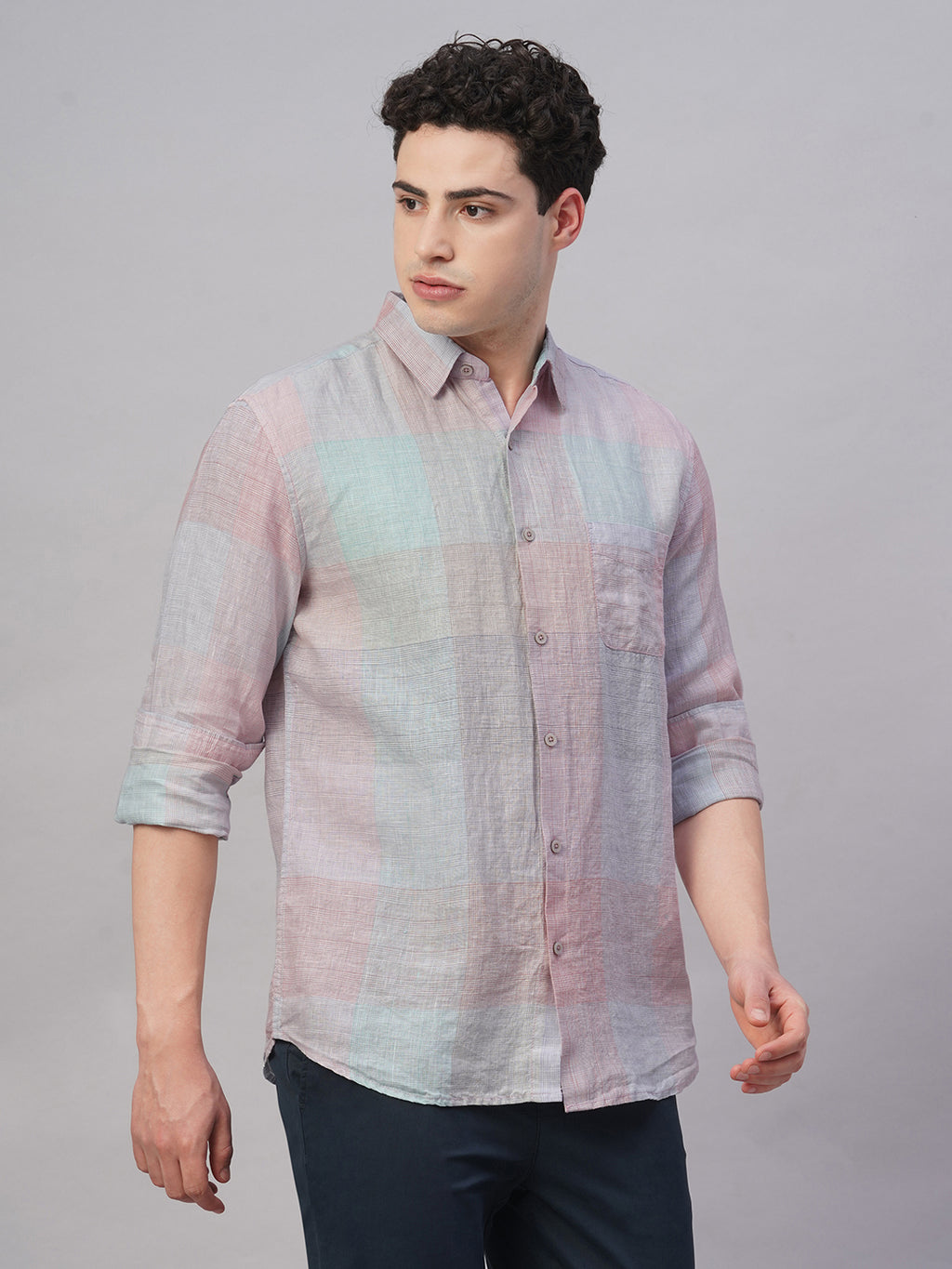 Men's Multi 100% Linen Regular Fit Shirt