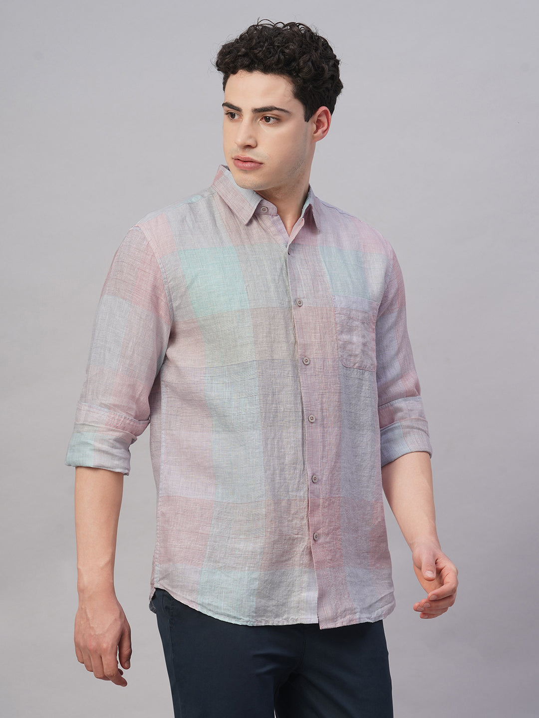 Men's Multi 100% Linen Regular Fit Shirt
