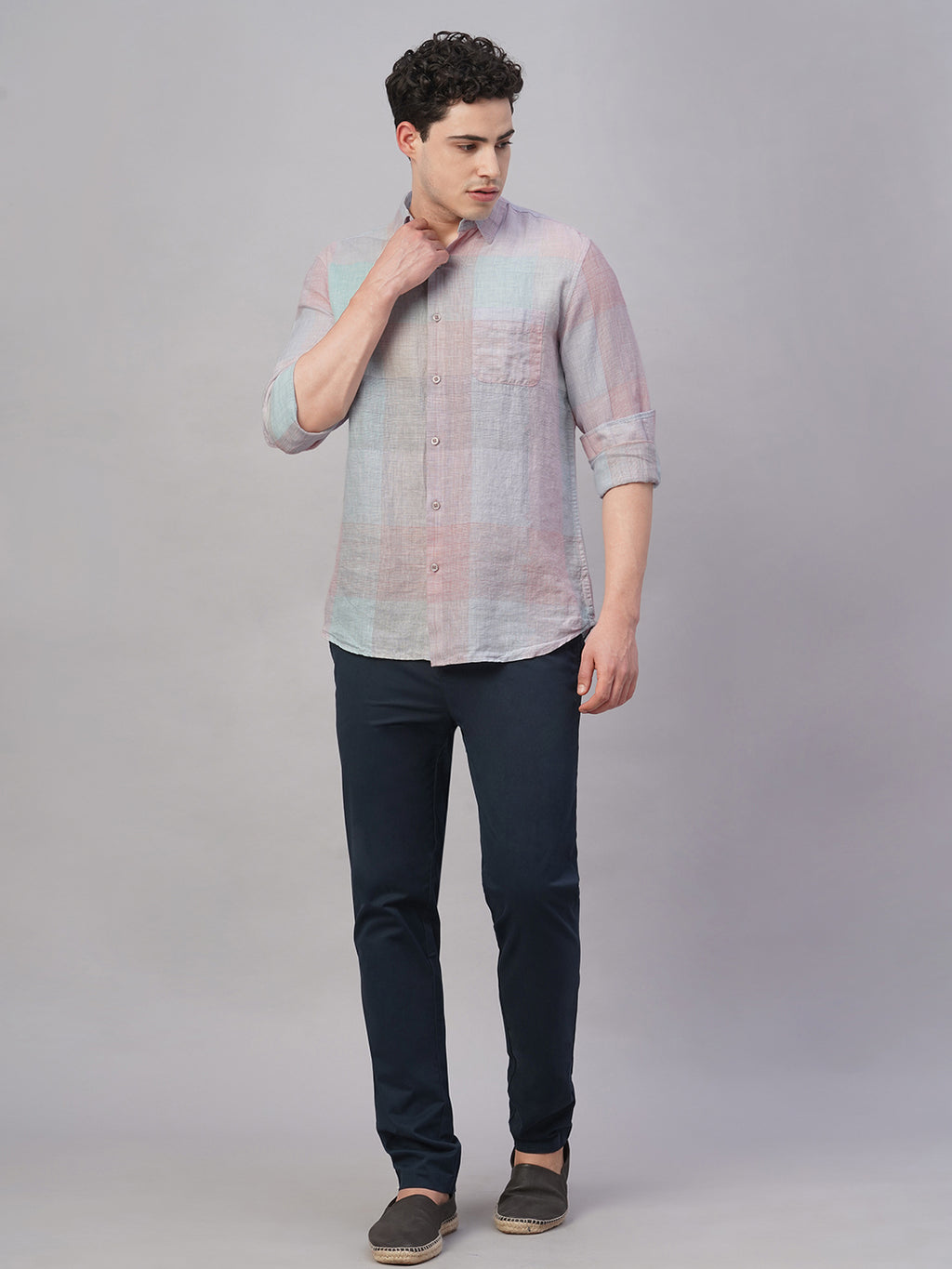 Men's Multi 100% Linen Regular Fit Shirt