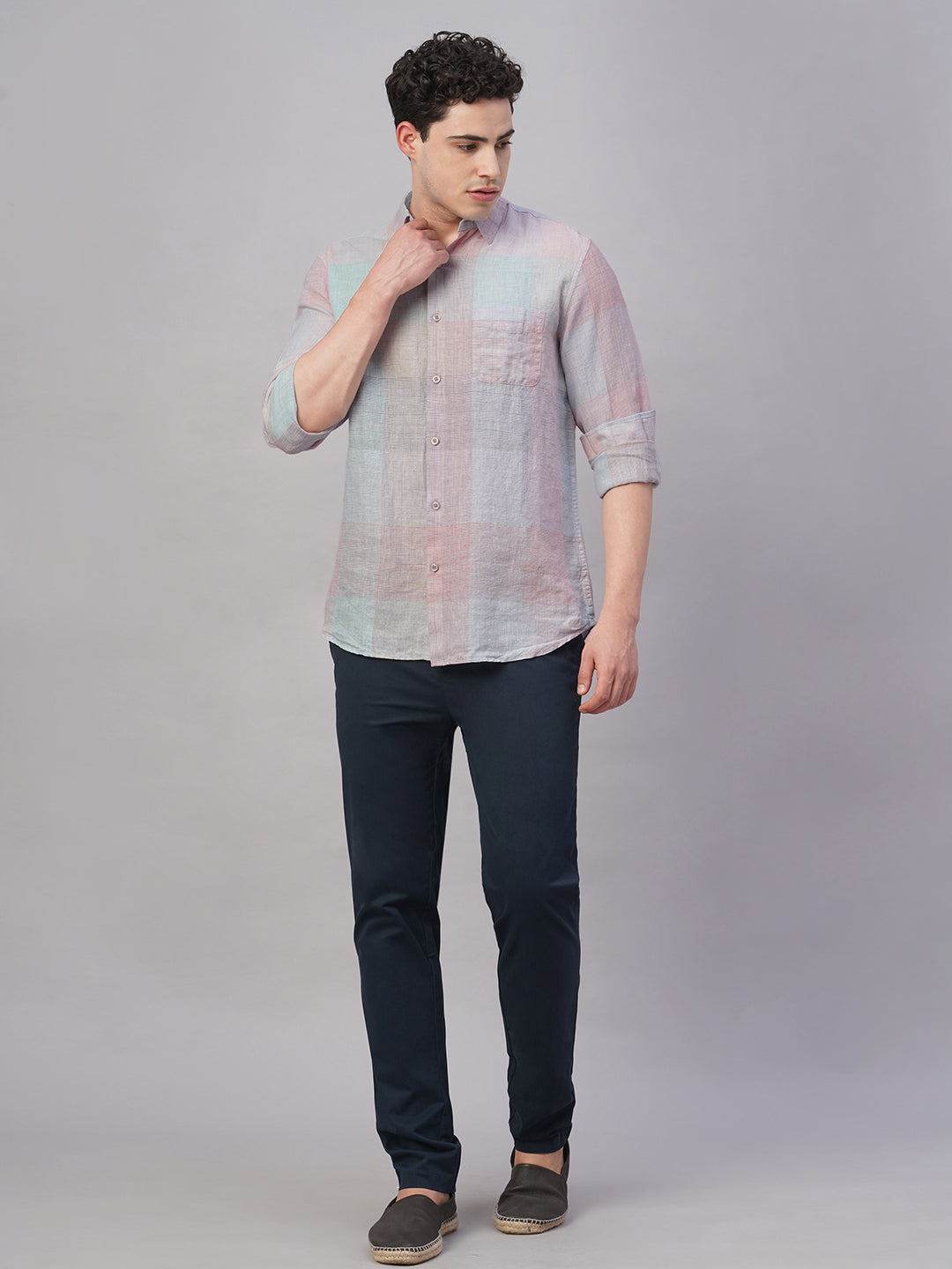 Men's Multi 100% Linen Regular Fit Shirt