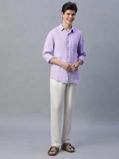 Men’s Linen Regular Fit Shirt Lilac