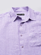 Men's 100% Linen Full Sleeve Pocket Shirt Lilac