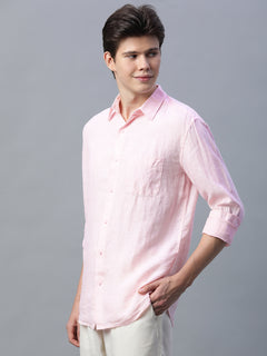Men’s Linen Regular Fit Shirt Pink