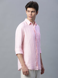 Men’s Linen Regular Fit Shirt Pink