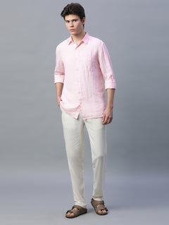 Men’s Linen Regular Fit Shirt Pink