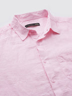 Men's Pink 100% Linen Regular Fit Shirt