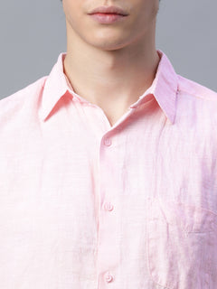 Men’s Linen Regular Fit Shirt Pink
