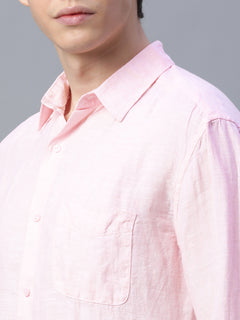 Men’s Linen Regular Fit Shirt Pink