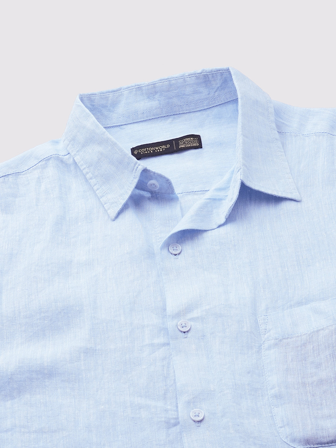 Men's 100% Linen Full Sleeve Pocket Shirt Sky