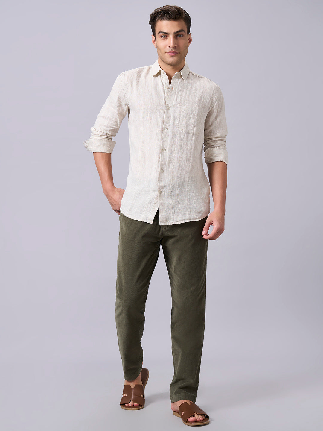 Men's Natural Linen Cotton Regular Fit Shirt